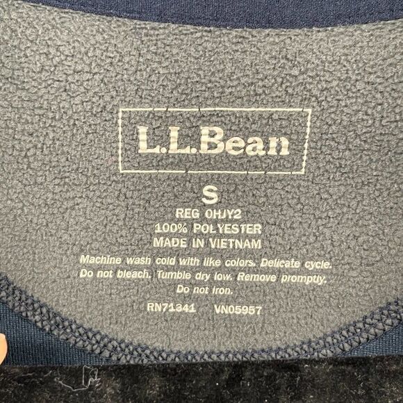 LL Bean Fleece Sweater Mens Small Quarter Zip Pullover Sweatshirt Blue Cozy Late - Picture 5 of 13